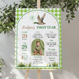 One Lucky Duck Green Gingham Verjaardag Mijlpaal Poster