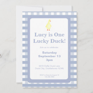 One Lucky Duck Invitation Template (Dusty Blue) Kaart