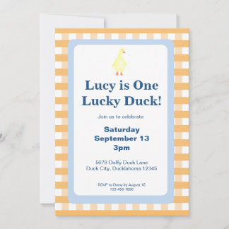 One Lucky Duck Invitation Template (Orange) Kaart