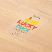 One Lucky Duck Invite 1st  First Birthday Cute Acryl Uitnodigingen (Laagn)