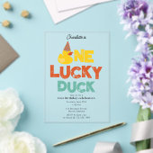 One Lucky Duck Invite 1st  First Birthday Cute Acryl Uitnodigingen (Insitu (Huwelijk))