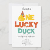One Lucky Duck Invite 1st First Birthday Cute Kaart (Voorkant)