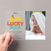 One Lucky Duck Invite 1st First Birthday Photo Acryl Uitnodigingen (Insitu (Draagbaar))