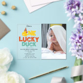 One Lucky Duck Invite 1st First Birthday Photo Acryl Uitnodigingen (Insitu (Huwelijk))