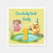 One Lucky Duck Kids 1st Birthday Photo Servet (Voorkant)