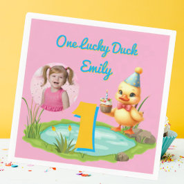 One Lucky Duck Kids 1st Birthday Photo Servet