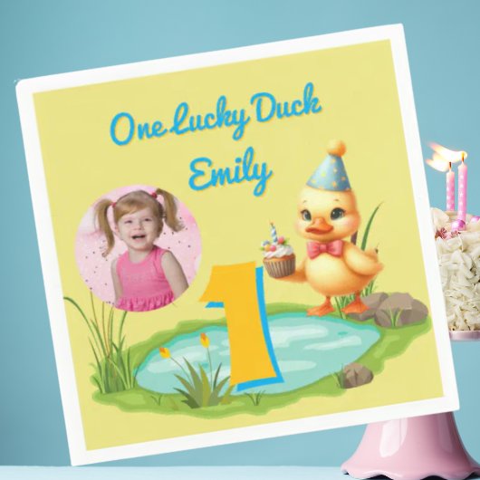 One Lucky Duck Kids 1st Birthday Photo Servet