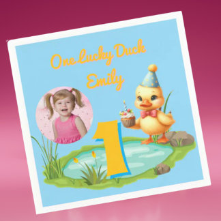 One Lucky Duck Kids 1st Birthday Photo Servet