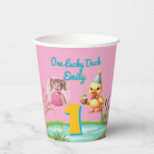 One Lucky Duck Kids Birthday Photo Papieren Bekers (Voorkant)