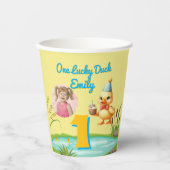 One Lucky Duck Kids Birthday Photo Papieren Bekers (Voorkant)