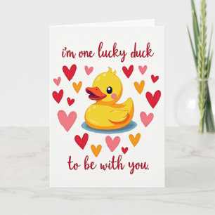 One Lucky Duck Love Hearts Kaart