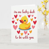 One Lucky Duck Love Hearts Kaart (Gele Bloem)
