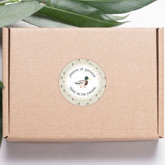 One Lucky Duck Mallard 1st Birthday Favoriet Ronde Sticker