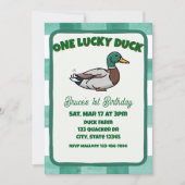One Lucky Duck, Mallard Green 1st Birthday Kaart (Voorkant)
