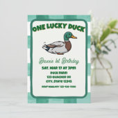 One Lucky Duck, Mallard Green 1st Birthday Kaart (Staand voorkant)