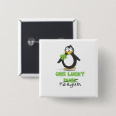 One Lucky Duck Penguin Vierkante Button 5,1 Cm (Voorkant /achterkant)