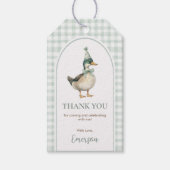 One Lucky Duck Sage Green Balloon Verjaardag Cadeaulabel (Voorkant)