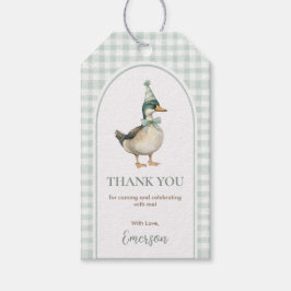 One Lucky Duck Sage Green Balloon Verjaardag Cadeaulabel