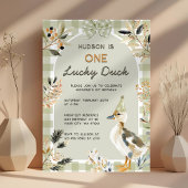 One Lucky Duck Schattige Duckling Gingham 1e verja Kaart