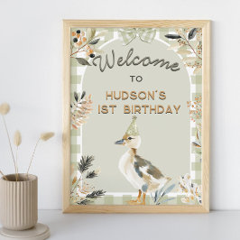 One Lucky Duck Schattige Duckling Gingham 1e verja Poster