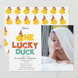 One Lucky Duck Uitnodiging 1e Verjaardag Foto