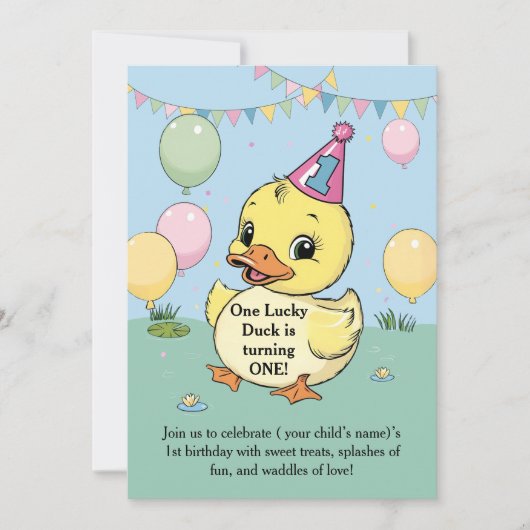 One Lucky Duck Verjaardag Kinder 1e Kaart (Voorkant)