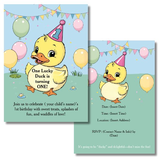 One Lucky Duck Verjaardag Kinder 1e Kaart