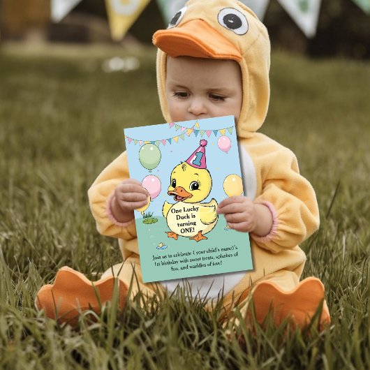 One Lucky Duck Verjaardag Kinder 1e Kaart