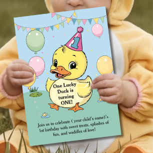 One Lucky Duck Verjaardag Kinder 1e Kaart
