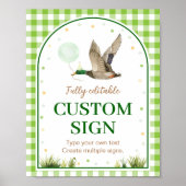 One Lucky Duck Verjaardag Party Tafel Teken Poster (Voorkant)