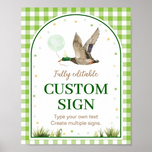 One Lucky Duck Verjaardag Party Tafel Teken Poster (Voorkant)