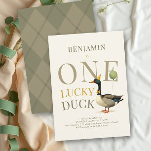 One Lucky Duck Vintage Preppy Jongen 1e Verjaardag Kaart