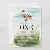 One Lucky Duck Waterverf Boy 1e Verjaardag Kaart (Voorkant)