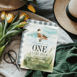 One Lucky Duck Waterverf Boy 1e Verjaardag Kaart