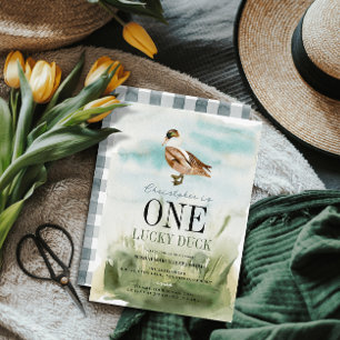 One Lucky Duck Waterverf Boy 1e Verjaardag Kaart