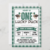 One Lucky Duck Waterverf Boy 1e verjaardagsfeestje Kaart (Voorkant)