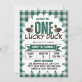 One Lucky Duck Waterverf Boy 1e verjaardagsfeestje Kaart (Voorkant)