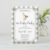 "One Lucky Ducky" Schattigee Picknick Eerste Verja Kaart (Staand voorkant)