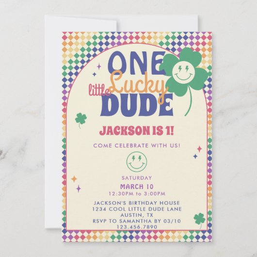 One Lucky Dude Smile Face St Patricks 1e verjaarda Kaart (Voorkant)