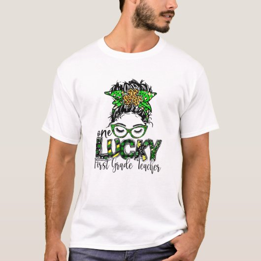 One Lucky First Grade Teacher St Patrick Day Teach T-shirt (Voorkant)