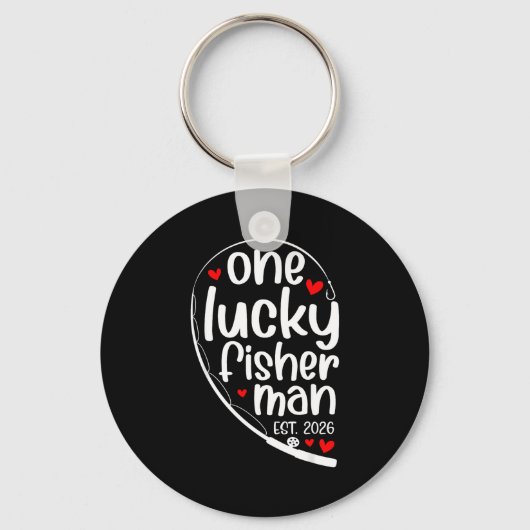 One Lucky Fisher Man 2026 Heart Valentine Matching Sleutelhanger (Voorkant)