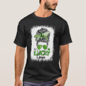One Lucky Gaga Messy Bun St Patricks Day Shamrock T-shirt (Voorkant)