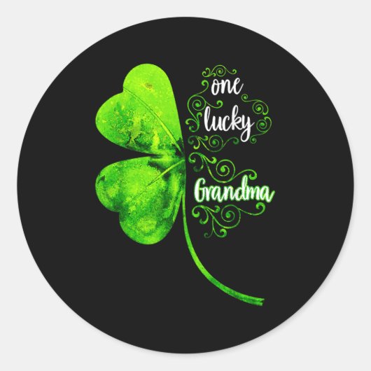 One Lucky Grandma Shamrock Grandma St Patricks Day Ronde Sticker (Voorkant)