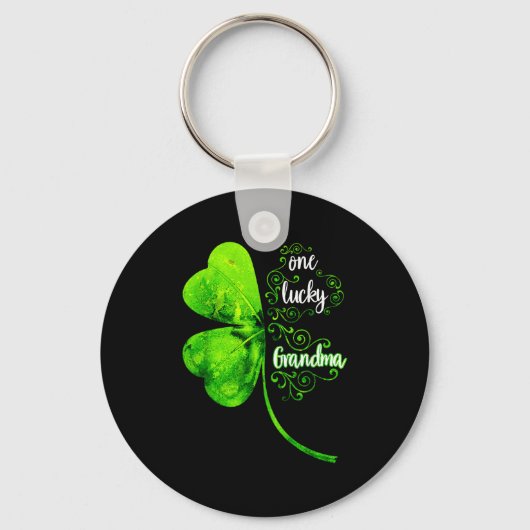 One Lucky Grandma Shamrock Grandma St Patricks Day Sleutelhanger (Voorkant)