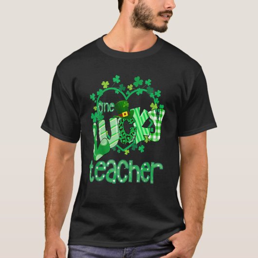 One Lucky heart Grade Teacher Happy St Patrick's D T-shirt (Voorkant)