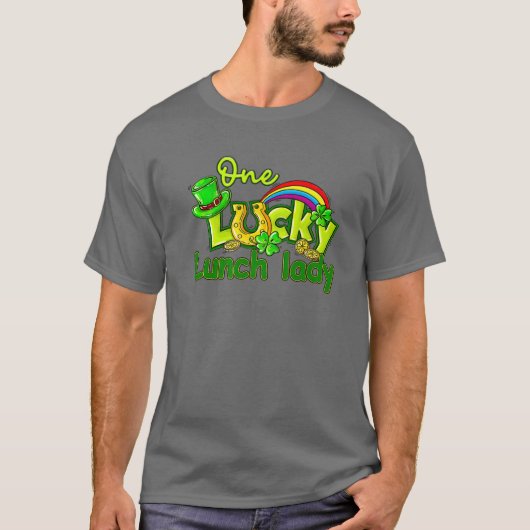 One Lucky Lunch Lady St Patricks Day Shamrock Cafe T-shirt (Voorkant)