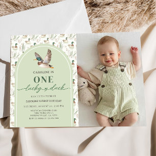 One Lucky Mallard Ducks 1st Birthday Foto Kaart