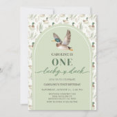 One Lucky Mallard Ducks 1st Birthday Invitation Kaart (Voorkant)