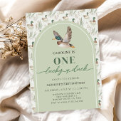 One Lucky Mallard Ducks 1st Birthday Invitation Kaart