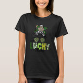 One Lucky Mama Messy Bun Leopard Shamrock Funny St T-shirt (Voorkant)